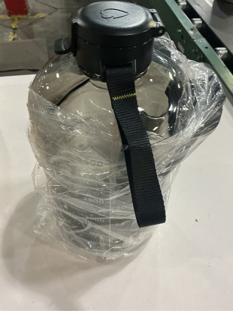 Condition photo showing New/Like New for aquafit 1 gallon water bottle with time marker - straw & chug lid - bpa free gym water bottle with straw - big gallon jug (gray, 128 oz - 2 lids) 128 oz - 2 lids gray