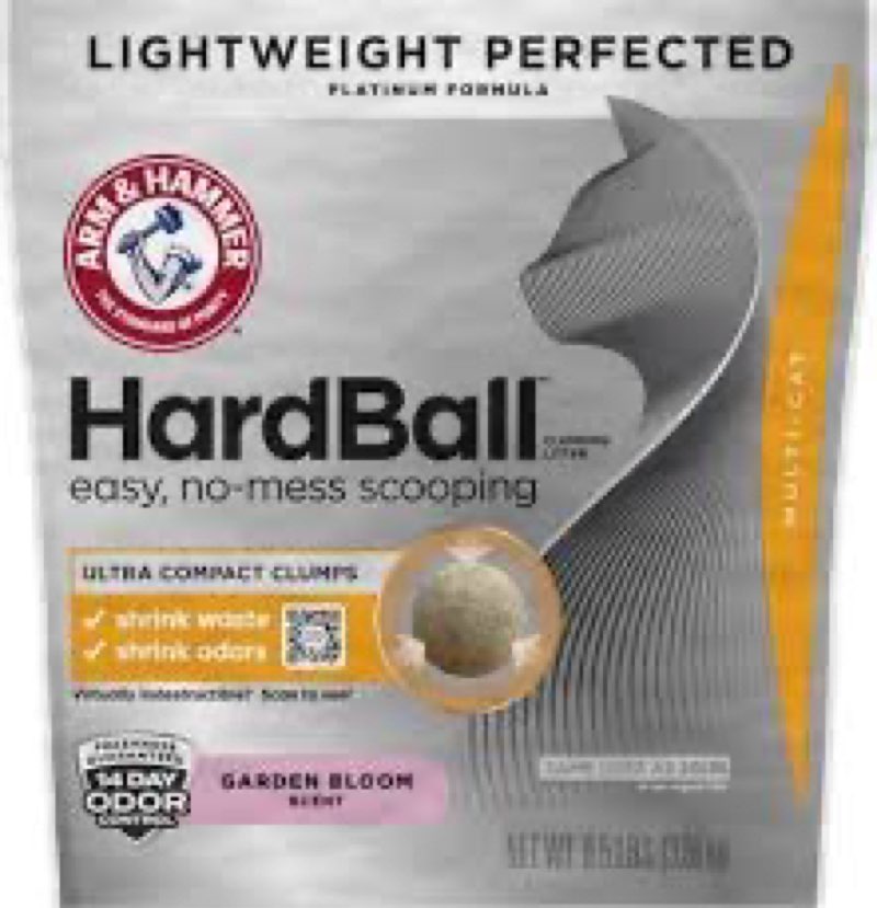 arm & hammer hardball lightweight platinum multi-cat clumping cat litter odor control, easy no-mess 