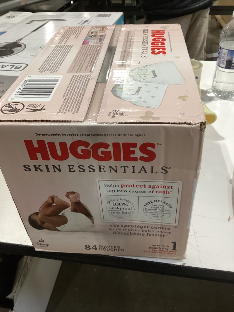 Condition photo showing New/Like New for huggies skin essentials luxury diapers - size 1 - 84ct