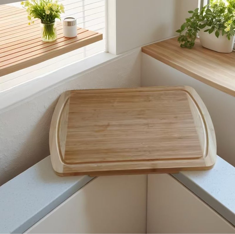 Bamboo Corner Cutting Board Good Partner With Countertop In Kitchen(18x12inch)