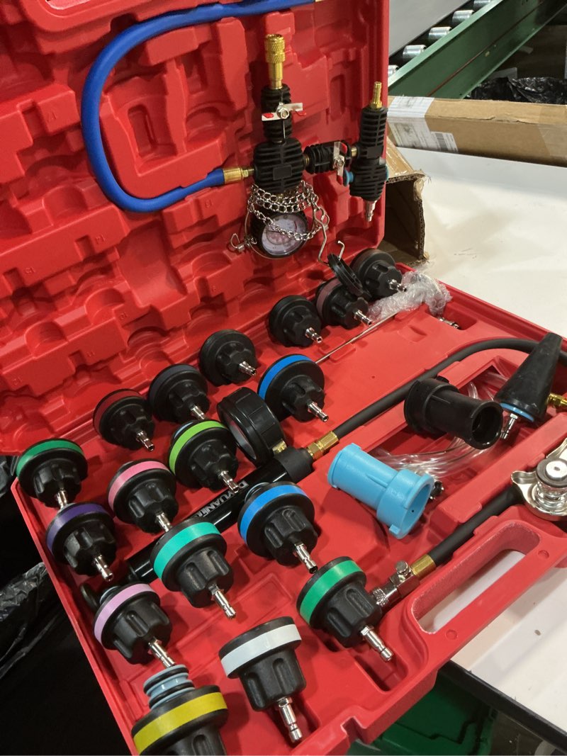 Condition photo showing Good Condition for DAYUAN 28pcs Universal Radiator Pressure Tester Kit, coolant Pressure Tester kit coolant Vacuum Refill kit for Cooling System Red