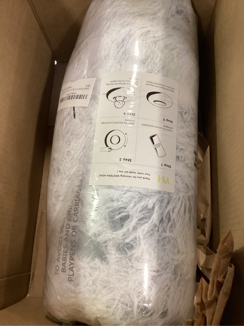 Condition photo showing Good Condition for Calming Dog Bed & Cat Bed, Anti-Anxiety Donut Dog Cuddler Bed, Warming Cozy Soft Dog Round Bed, Fluf