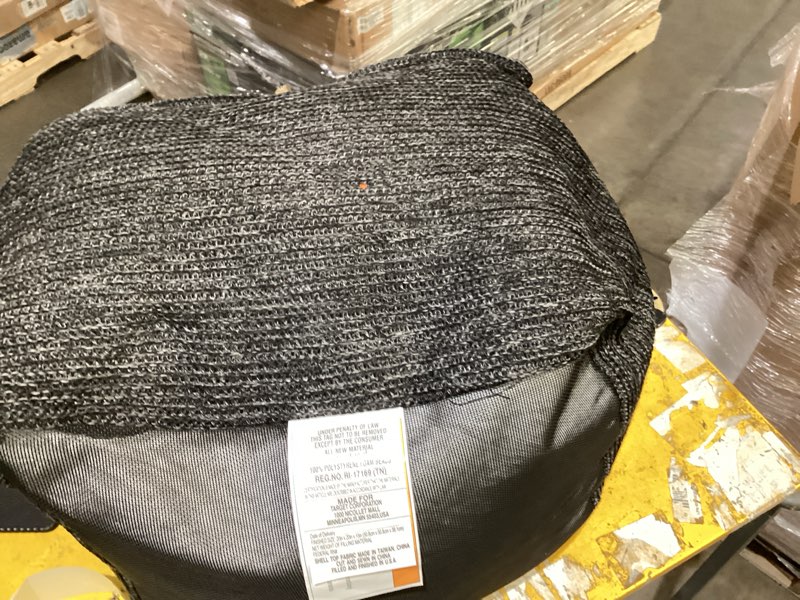 Condition photo showing As Is for 15"x20" faux natural knit pouf black/gray - threshold™