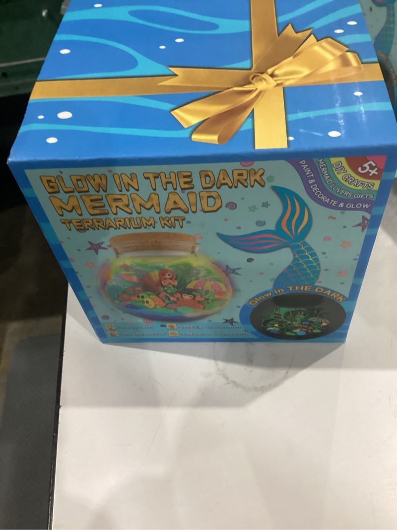 Condition photo showing New/Like New for Mermaid Terrarium Kit for Kids - Arts & Crafts Activities Sets With Glow in The Dark Painting - DIY Mermaid Toys Birthday Gifts for Girls Age 5, 6, 7, 8, 9, 10, 11 & 12 Year Old(Mermaid Terrarium)