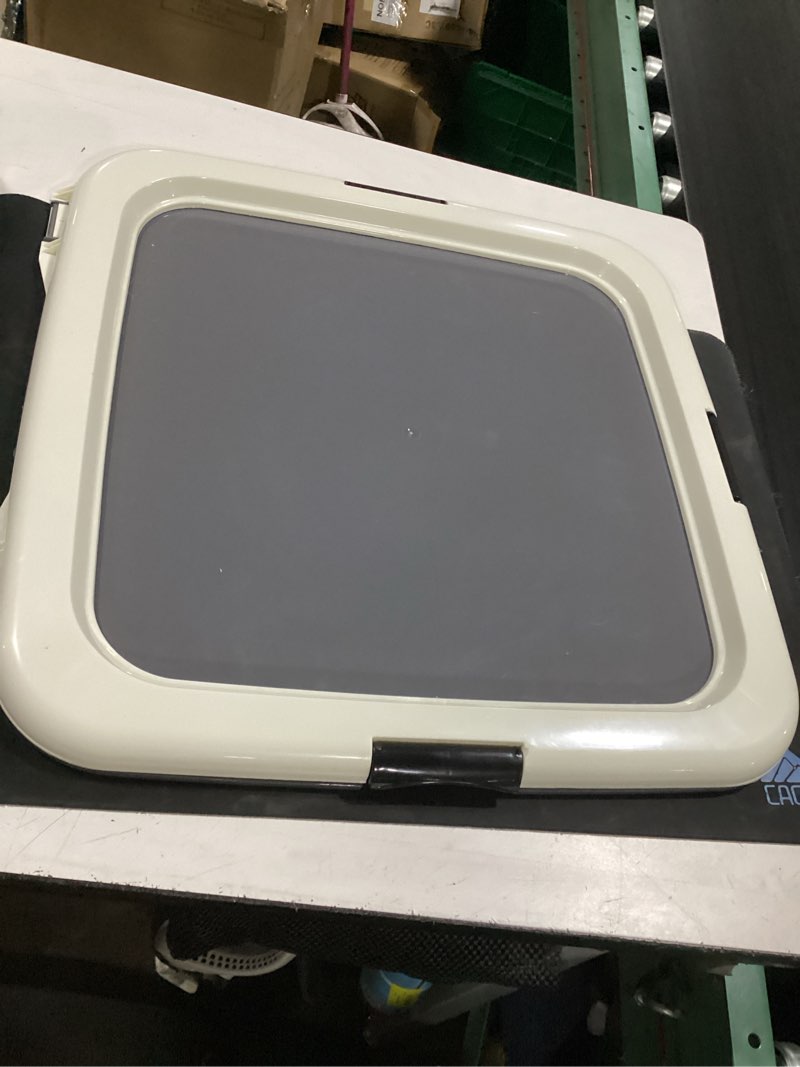 Condition photo showing Good Condition for iris usa pee pad holder, fits 22x22 pads, dark gray, made in usa | dog training pad holder, holds pads in place, leakproof design, secure latches, non-skid feet, easy clean surface dark gray 22" x 22"