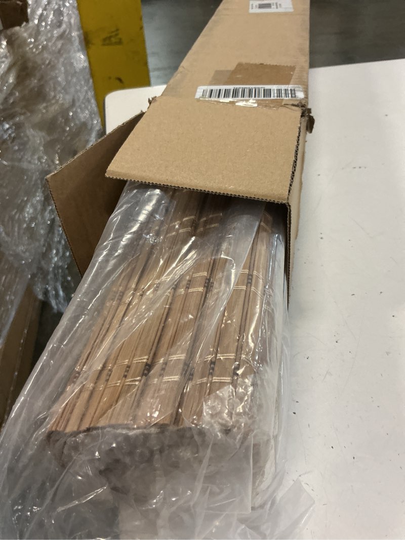 Condition photo showing Good Condition for lazblinds no tools no drill cordless bamboo roman shades, light filtering window treatment, roll up bamboo blinds for window 30'' w x 64'' h, brown brown206 30'' w x 64'' h