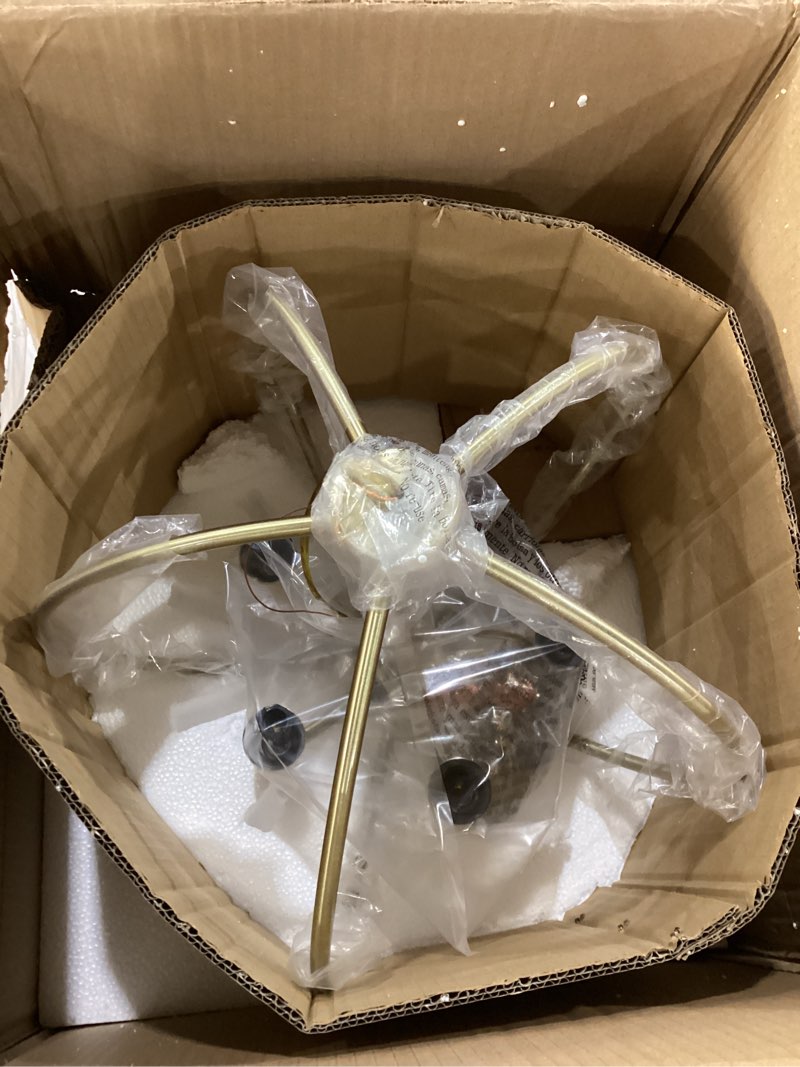 Condition photo showing New/Like New for Livex Lighting 4665-01 Milania 5-Light Convertible Hanging Lantern/Ceiling Mount, Antique Brass