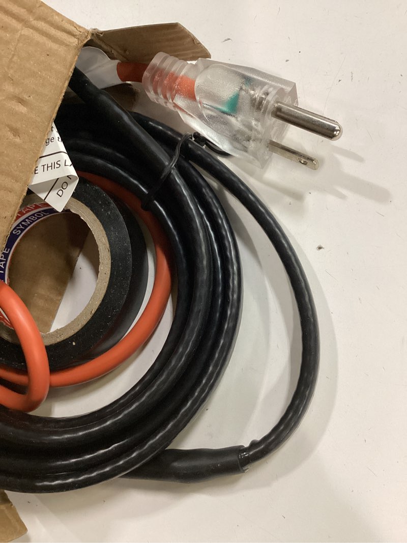 Condition photo showing As Is for 3FT~200FT Heat Tape for Water Pipes, -40°F Deicing Heating Cable, Freeze Protected Water Pipe Heating Cable, Heated Water Hose, Plumbing Fixtures, 120V 5W/ft?6FT? 6FT Black
