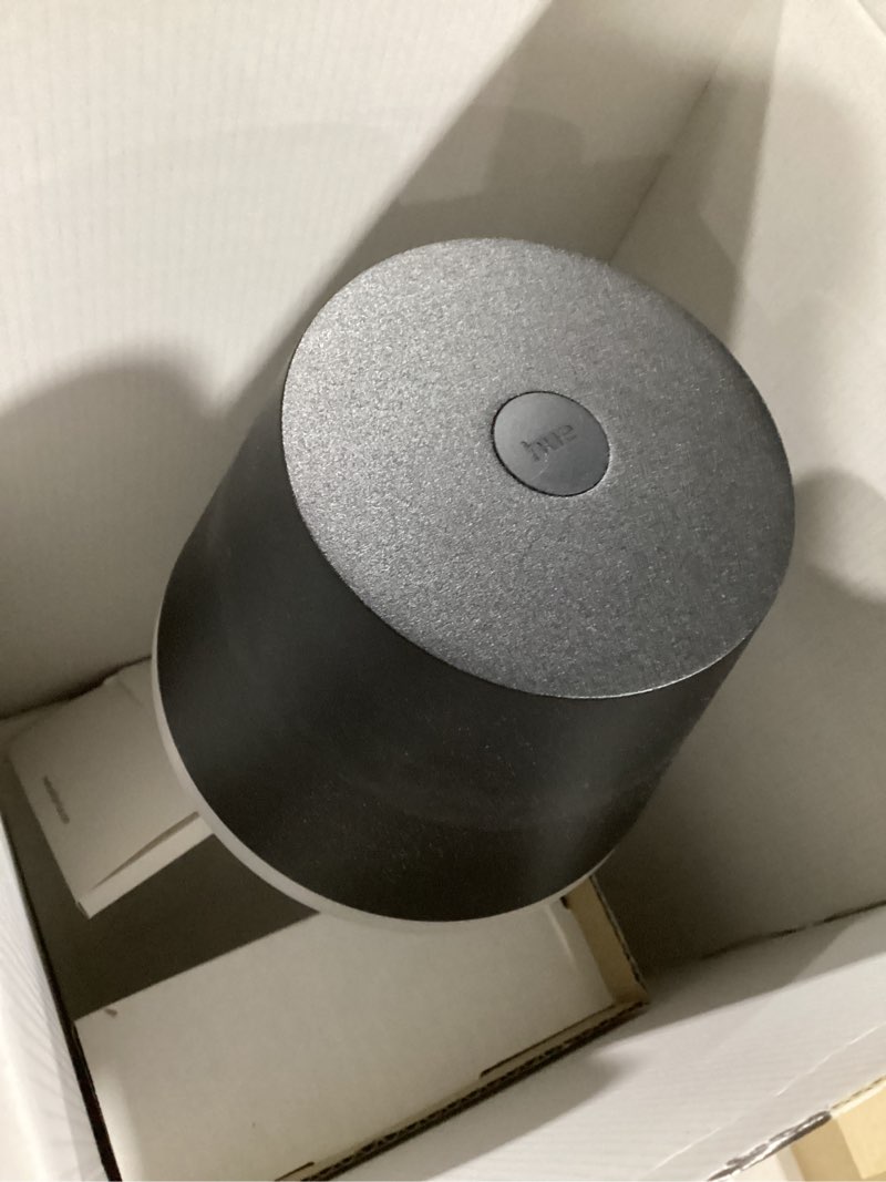 Condition photo showing New/Like New for Philips Hue Go Smart Portable Table Lamp, 1 Pack, Black, White and Color Ambiance LED Color-Changing Light, Smart LED Lamp for Indoor and Outdoor Use, Control with Hue App or Voice Assistant 1 Pack Black