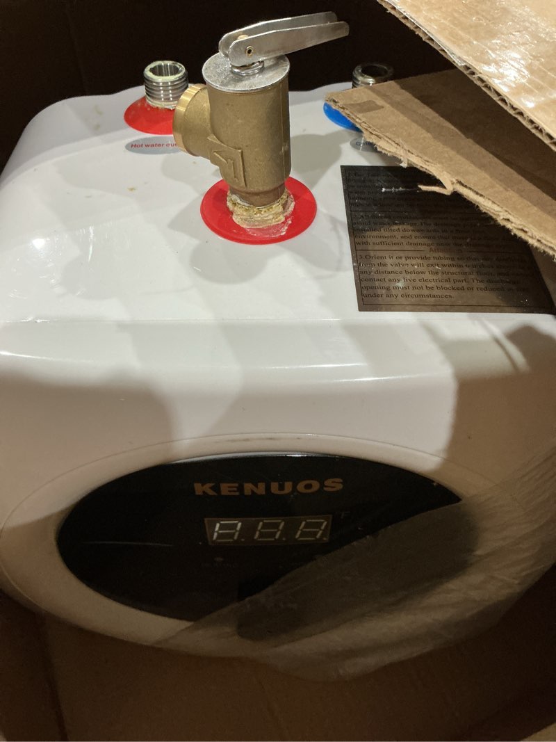 Condition photo showing Good Condition for (used)mini tank water heater electric 2.5 gallon under sink instant hot water heater with led dsiplay,t&p valve,3-way diverter,110v 120v point of use water heaters for kitchen rv bathroom white white 2.5 gallon under sink water heater