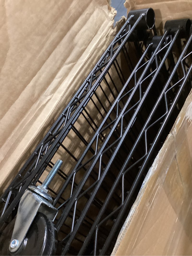 Condition photo showing Good Condition for izeuk 5-tier adjustable heavy duty steel wire shelving unit with wheels, storage rack organizer for garage, kitchen, office, laundry, basement (black, 17.7" d x 47.2" w x 76.7" h, 1750 lbs capacity) 5 tier, 17.7" d x 47.2" w x 76.7" black