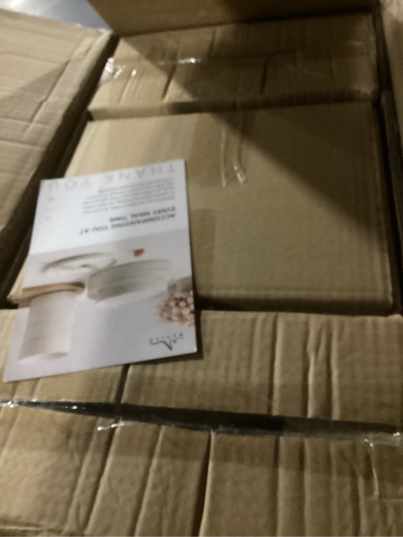 Condition photo showing New/Like New for monito ceramic dinnerware sets for 6, 18pcs stoneware plates and bowls sets, reactive glaze dish set, chip and scratch resistant double, microwave and dishwasher safe, beige beige service for 6?18pcs?
