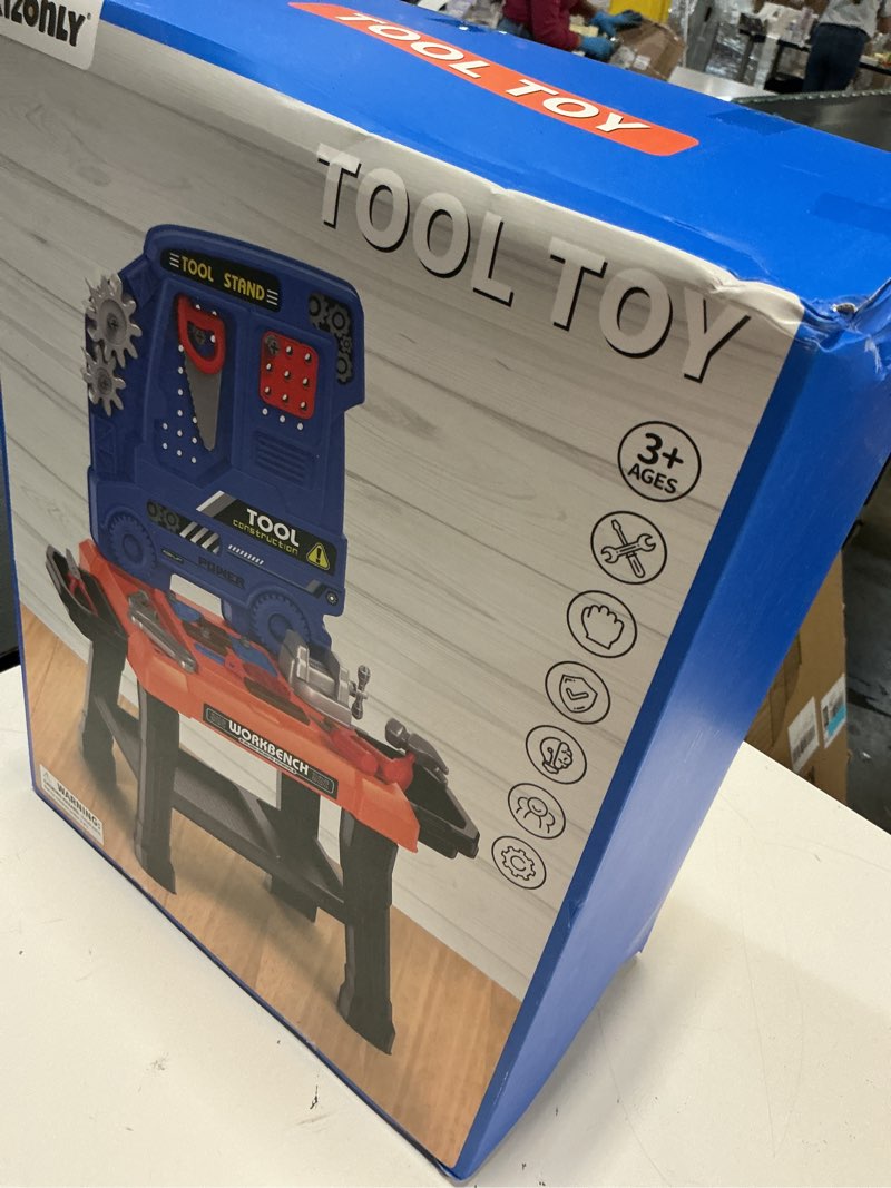 Condition photo showing New/Like New for kids tool toy playset with electronic drill sound for aged 3 4 5 6 7 8, workbench toys for toddlers 3-5, pretend play tool box, construction mechanic set, birthday gift for boys girls ages 3-8 blue-2 in 1 electric drill tool toys