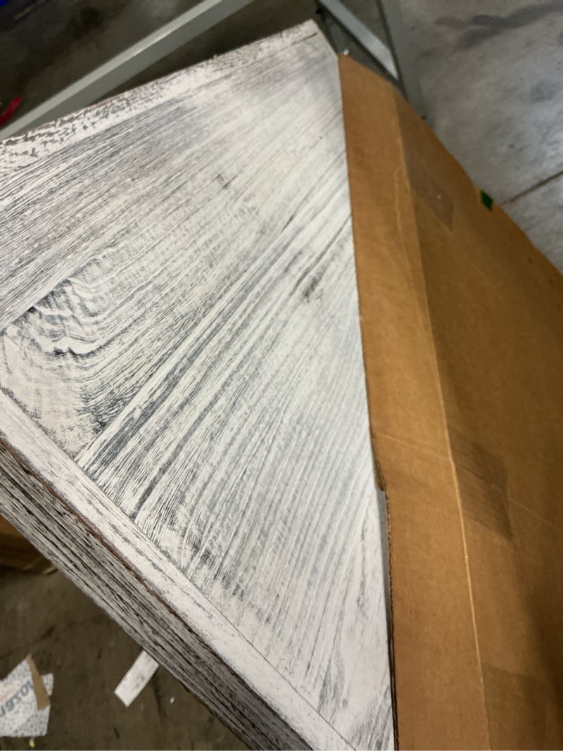 Condition photo showing Good Condition for extra large square ottoman table tray 24 inch - rustic wooden serving tray for farmhouse decorative oversized coffee table trays living room kitchen counter breakfast whitewash 24" x 24" x 1.6" white