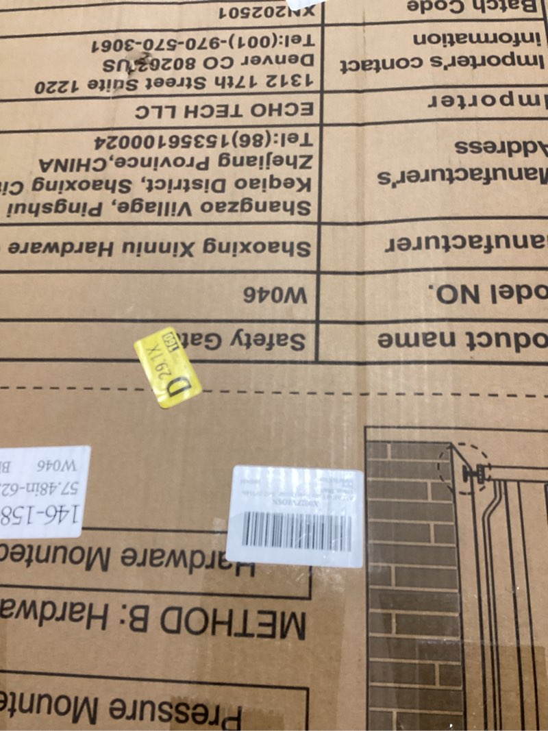 Condition photo showing New/Like New for allaibb extra wide pressure mounted baby gate walk through child kids safety toddler tension white long large pet dog gates with extension for doorways kitchen (57.48-62.20"/146-158cm, black) black 57.48-62.20"/146-158cm