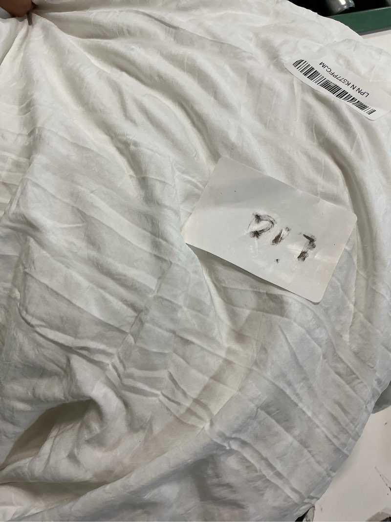 Condition photo showing As Is for CozyLux Full Size Comforter Sets with Sheets 7 Pieces, White Seersucker Bed in a Bag Textured Luxury Soft Bedding Set with Down Alternative Comforter, Sheets, Pillowcases & Shams for All Seasons White Full