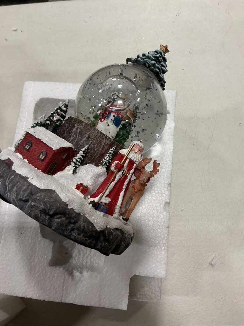 Condition photo showing Good Condition for christmas snow globes swirling glitter snowman snow globe lantern lighted musical water lantern with 8 songs for christmas decoration gifts
