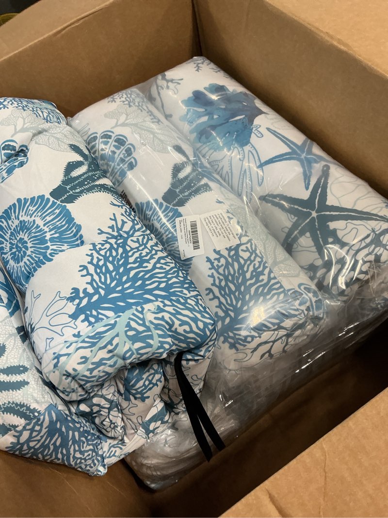 Condition photo showing Good Condition for hoteam 6 set outdoor patio chair cushions 20 x 42 in deep seat waterproof patio cushions set for furniture replacement removable seat and back (ocean) 6 ocean