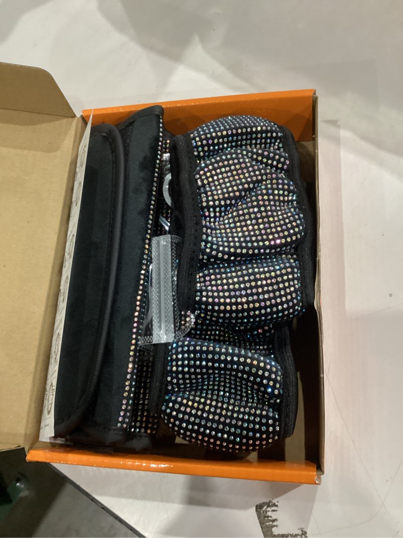 Condition photo showing Good Condition for NBTEPEM 8 pcs Bling Car Accessories Set for Women, Steering Wheel Cover, Sparkly Seat Belt Covers, Bling Gear Shift Cover, Universal Fit Most Cars (Multicolor Diamond)