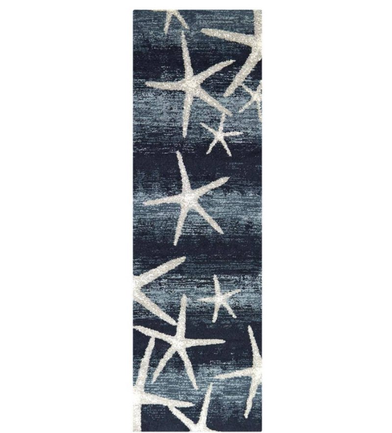 Martin Dark Blue 2 ft. x 7 ft. Starfish Runner Rug
