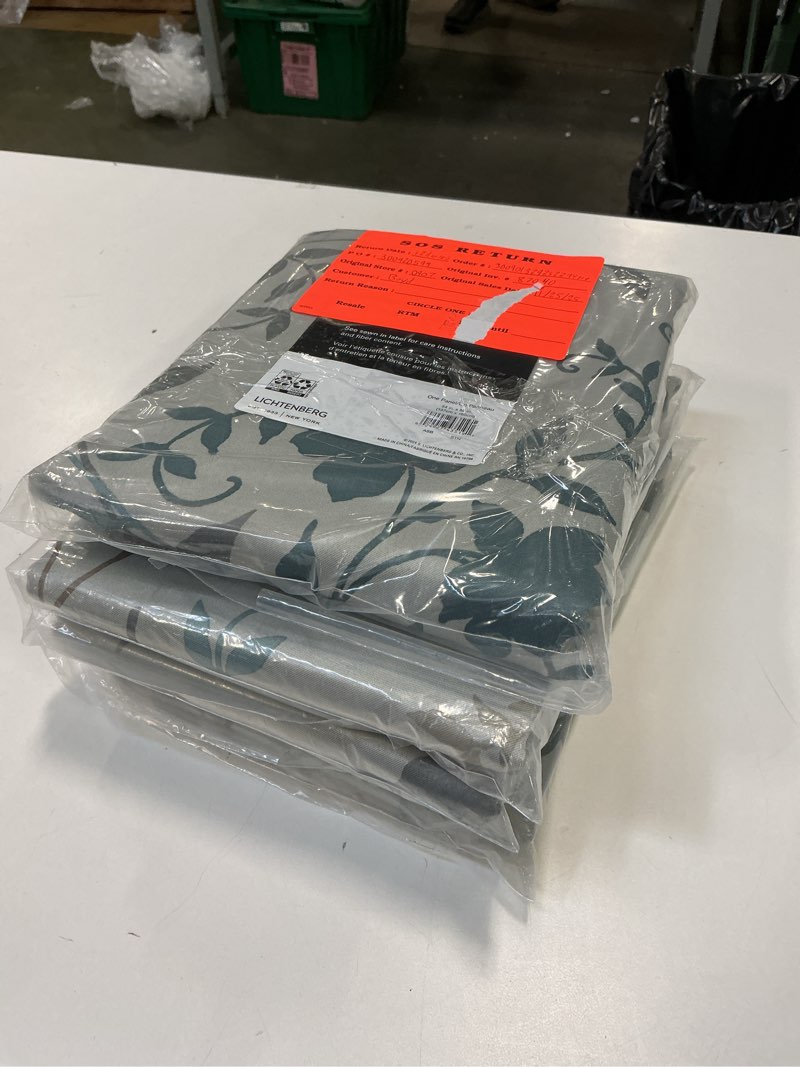 Condition photo showing New/Like New for Sun Zero Kara Floral Print Energy Efficient Rod Pocket Curtain Panel, 54\" x 63\", Stone (4 panels) 