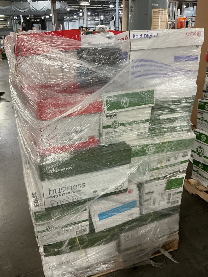 pallet of assorted office printer paper 
