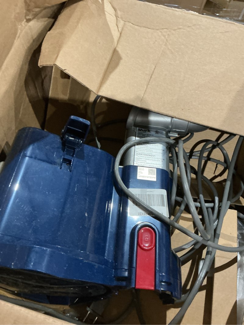 Condition photo showing As Is for shark upright vacuum, navigator lift-away deluxe with large dust cup capacity, hepa filter, swivel steering, upholstery tool & crevice tool, blue, nv360