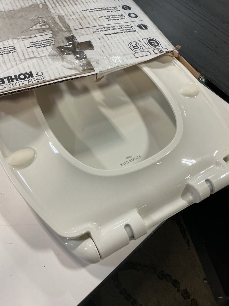 Condition photo showing As Is for Kohler K-4636-Rl Cachet Elongated Closed-Front Toilet Seat - White