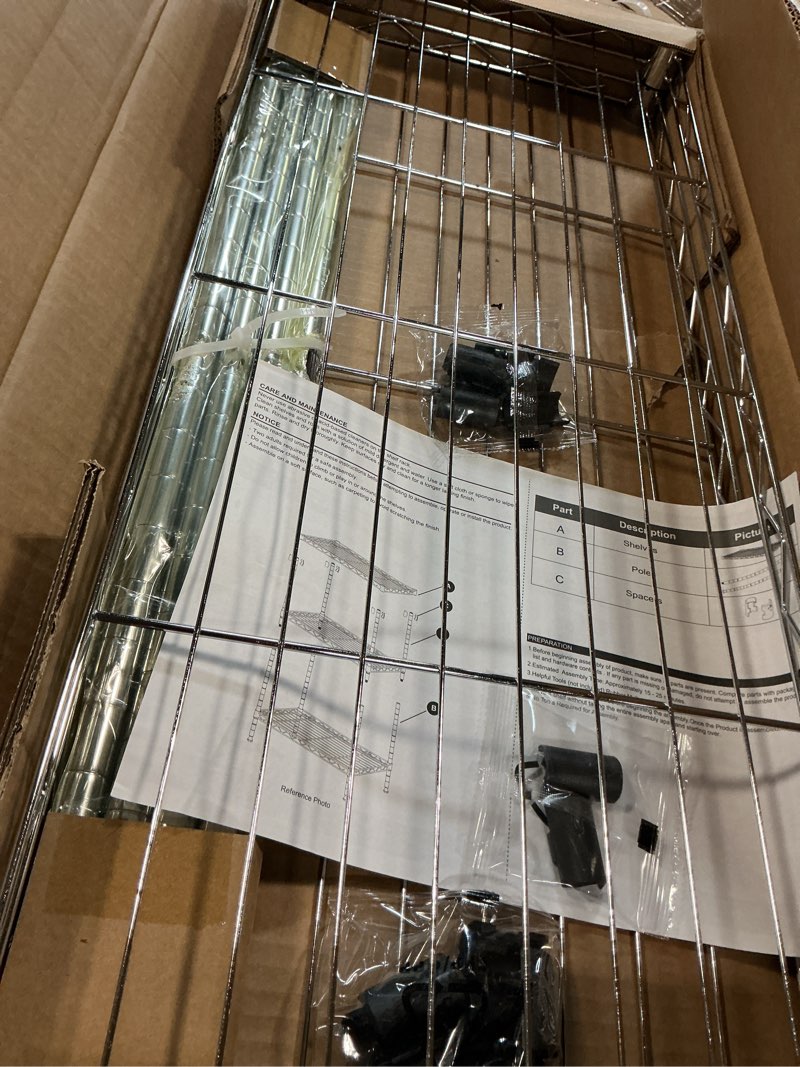 Condition photo showing Good Condition for izeuk 2 tier adjustable metal storage shelving unit, heavy duty wire rack organizer for kitchen, living room or office, 220 lbs capacity, 27.6 w x 11.8 d x 23.4 h, chrome 2 tier, 11.8" d x 27.6" w x 23.4" h chrome