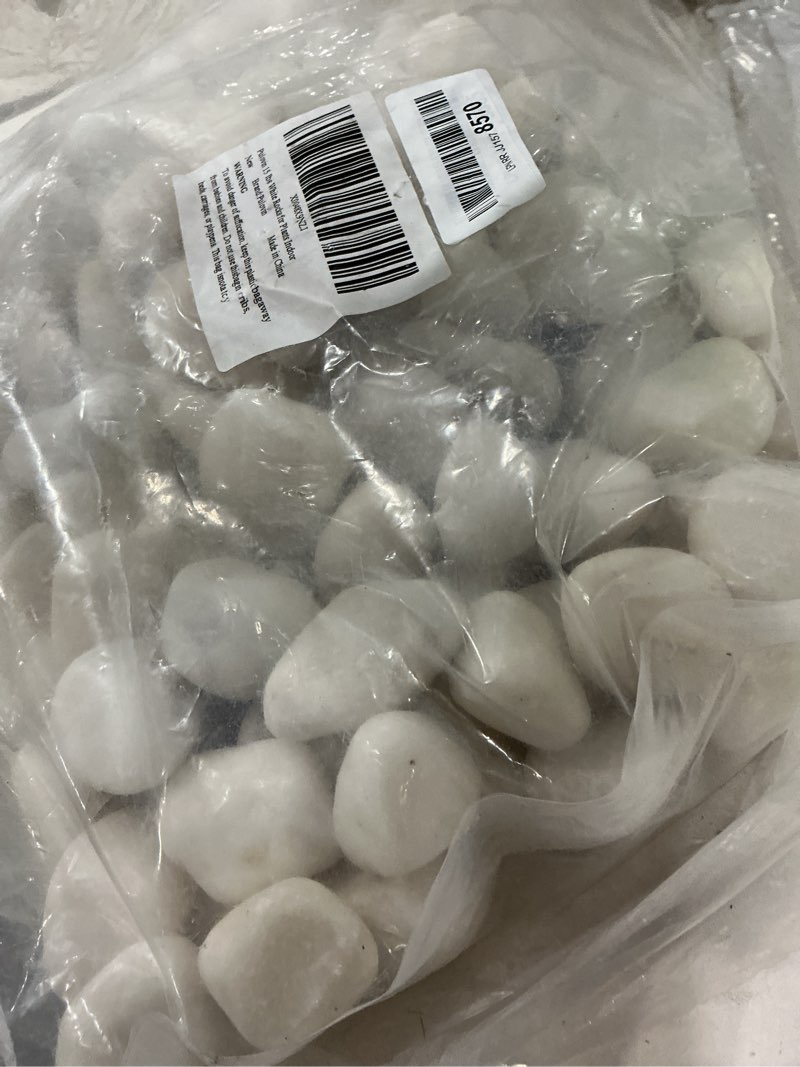 Condition photo showing Good Condition for pulovin 15 lbs white rocks for landscaping, 1-2 inch large white rocks for plants, decorative polished stones for garden, walkways, yard, plants pots, vases, crafts 15.0 pounds white