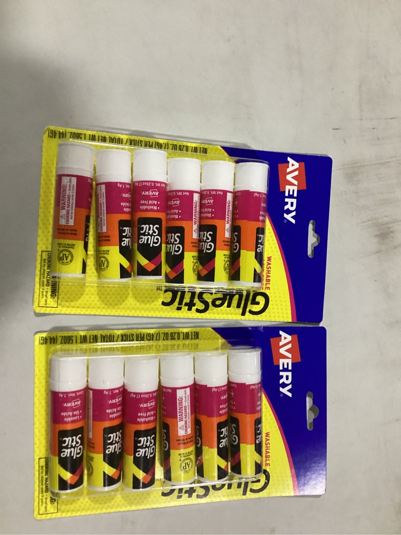 Condition photo showing Good Condition for avery glue stic white  0.26 oz.  permanent 12/pk