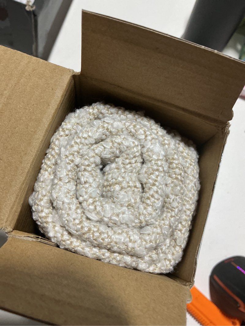 Condition photo showing Good Condition for Woaboy Pack of 1 Decorative Throw Pillow Cover Pillowcase Textured Boucle Square Sofa Couch Pillow Home Decor for Living Room Woven Modern Cushion Case 24 x 24 Inch Ivory