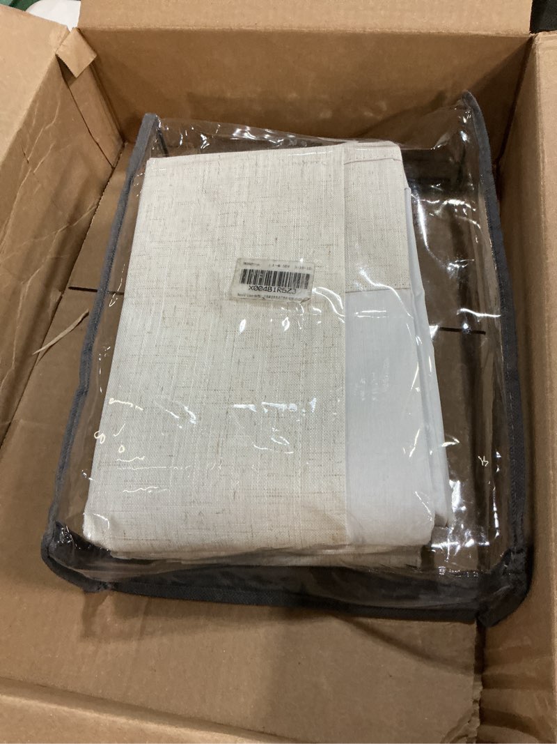 Condition photo showing Good Condition for 90 inch pinch pleated linen blackout curtains 2 panels for living room cream natural 100% black out curtains 90 inches long pinch pleat dual layer drapes birch ivory drapes for dining bedroom office