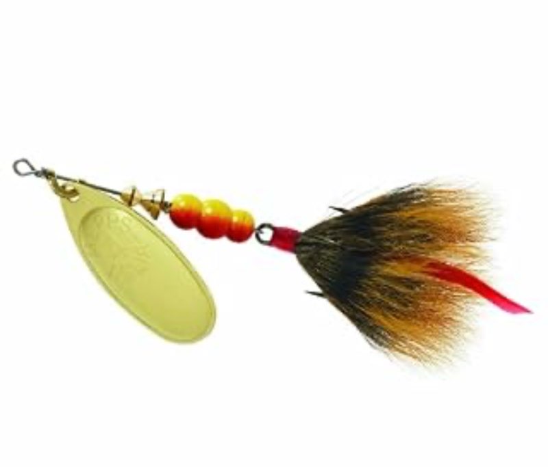 mepps dressed aglia inline spinner  1/3 oz  gold and brown