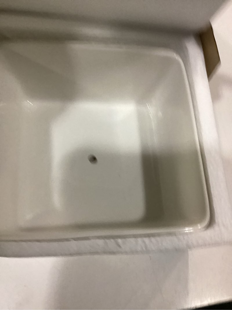 Condition photo showing New/Like New for 7 inch square white ceramic succulent cactus plants planter pot with drainage bamboo tray ?large?