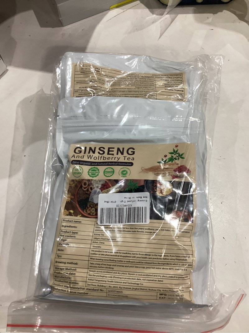 Condition photo showing New/Like New for Ginseng six treasure tea, Ginseng five treasures tea kidney teas, Ginsengs And Wolfberry teas, Blending the Essence of9 Premium Ingredients, for both men and women (2 pack (30g ×32 pcs) Ginseng Nine Treasure Tea (2 Pack/32 Bags)