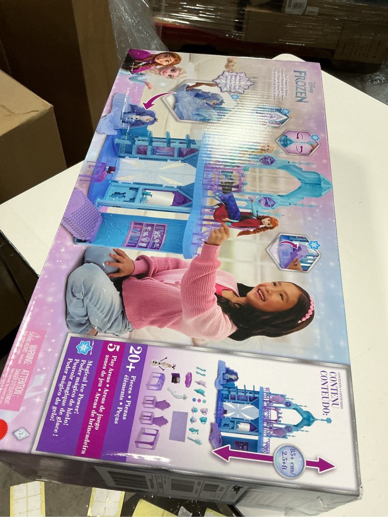 Condition photo showing New/Like New for Mattel Disney Frozen Elsa Ice Castle Playset with Olaf Figure, 5 Play Areas & 21 Accessories, 2.5+ Ft Tall Elsa’s Frozen Ice Palace, Inspired by Movies