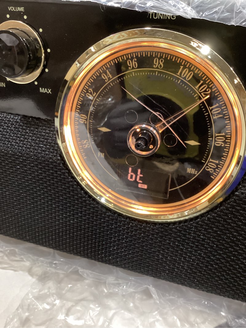 Condition photo showing New/Like New for Victrola The Empire Mid-Century 6-in-1 Turntable & Multimedia Center with Built-in Speakers – 3 Speed, Bluetooth Connectivity, Radio, Cassette & CD Player, RCA Out, Headphone Jack (Espresso)