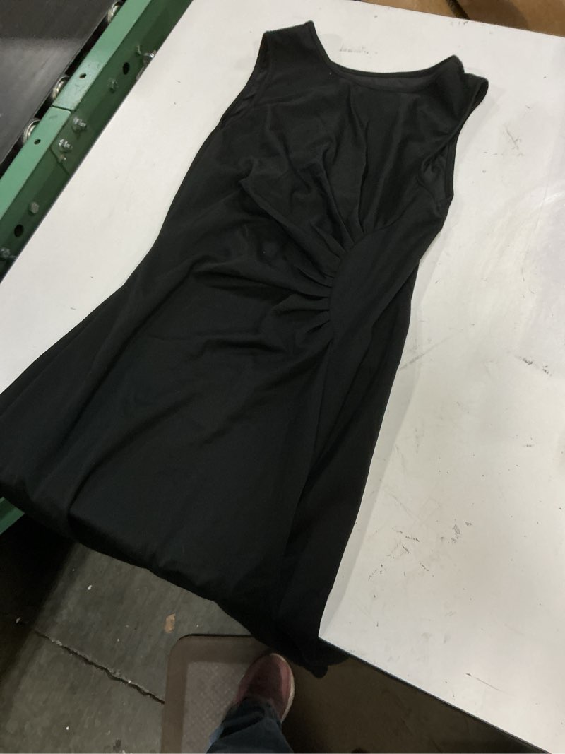 Condition photo showing Good Condition for happy sailed women's summer dresses sleeveless ruched waist a line high low midi cocktail dress(waist tight,please size up) medium black