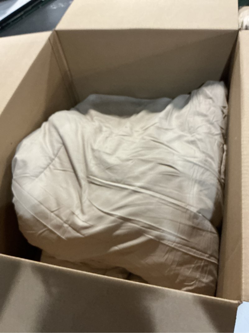 Condition photo showing As Is for Dintszyayue Khaki Floral Comforter Set Queen Size 7 Pieces Bed in a Bag, Khaki Flower Bedding Set Soft Comforter Set for All Season with Flat Sheet, Fitted Sheet, Pillowcases & Shams Queen 90“×90” Khaki