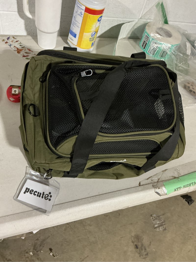 Condition photo showing Good Condition for pecute expandable pet carrier airline approved dog cat carrier, breathable soft-sided with locking zippers, pet travel bag for small dog cat anti-scratch mesh leakproof pee pad (dark green)
