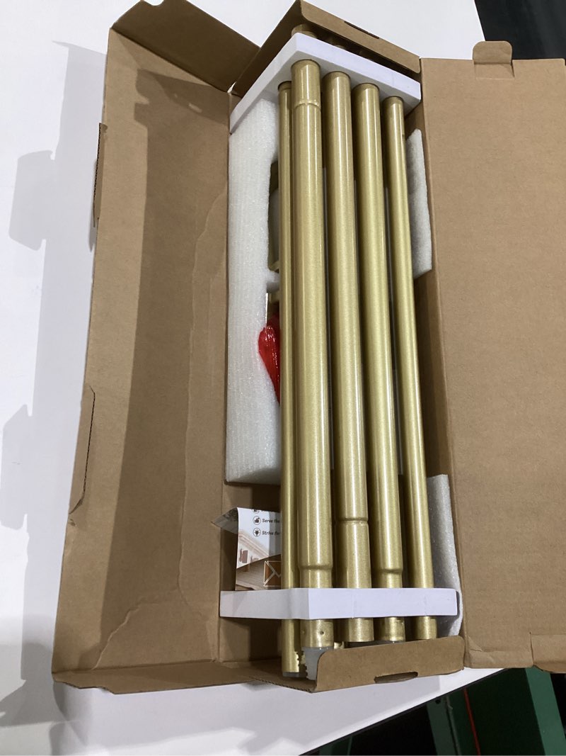 Condition photo showing Good Condition for Gold Double Curtain Rods 32 to 58 Inch (2.6-4.8ft), USFOOK Blackout Wrap Around Curtain Rods for Windows 20 to 54 Inches, 6/8 Inch Room Darkening Curtain Rod, Decorative Rods for Home 32-58" Gold