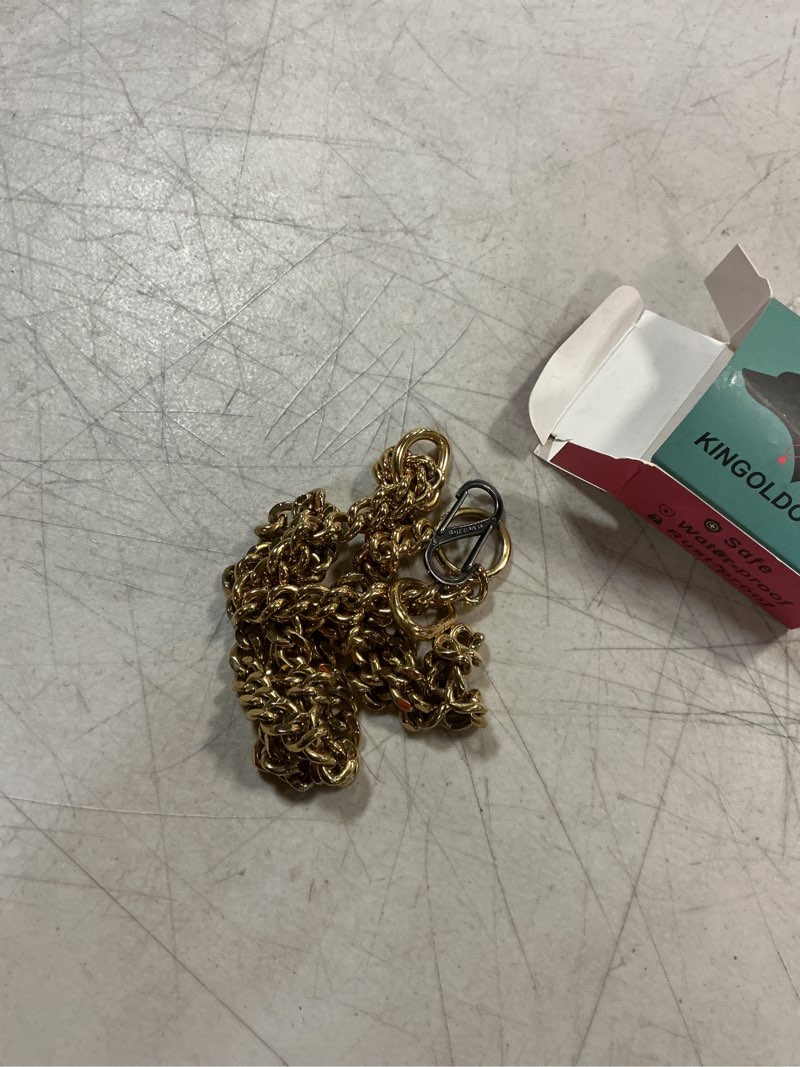 Condition photo showing Good Condition for gold dog collar chain stainless steel 19k gold dog collar adjustable walking, metal cuban link dog collar chew proof double row chain dog collar for large small medium dogs m 16" -20" 18k gold