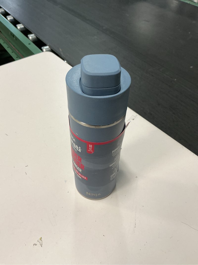Condition photo showing Good Condition for ninja thirsti 18oz. travel bottle  leak proof stainless steel insulated tumbler for carbonated sparkling drinks  blue