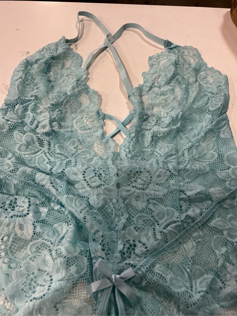 Condition photo showing Good Condition for aranmei sexy lingerie for women lace teddy bodysuit deep v cut out matching panty underwear red size xl