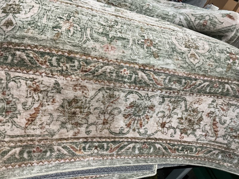purecozy sage green area rug 8x10 living room washable carpet vintage distressed non slip bedroom carpet neutral low pile retro floral farmhouse large rug home office dining room playroom