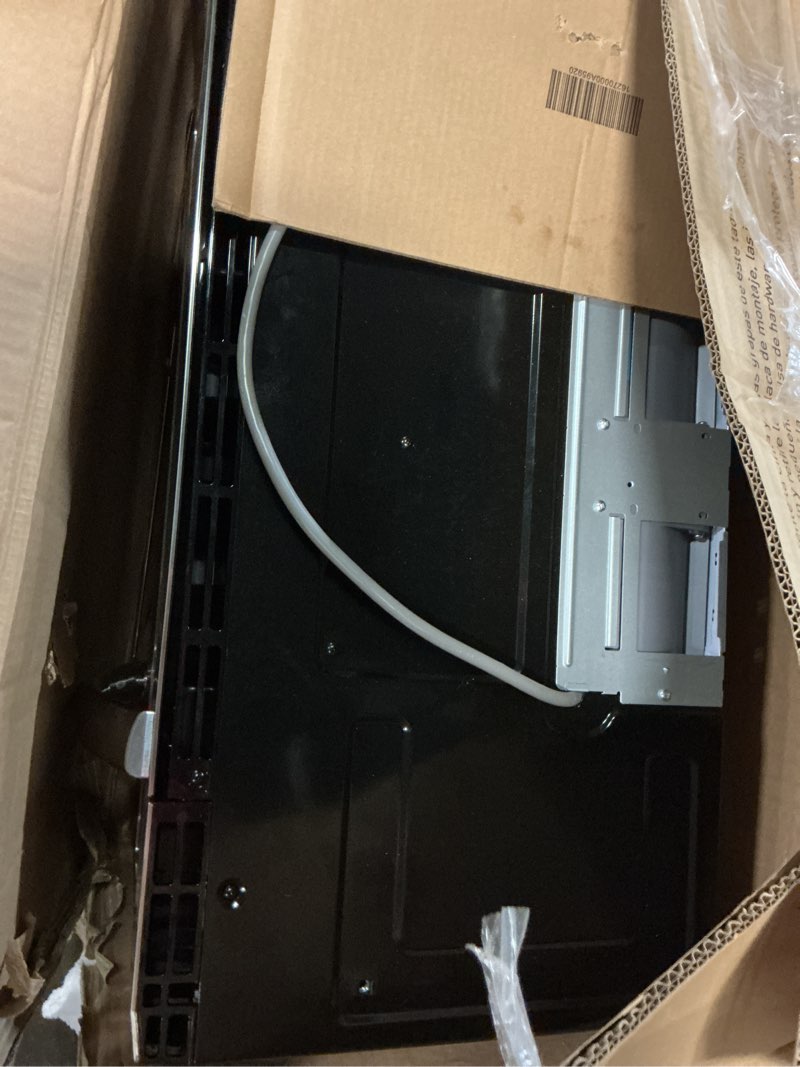 Condition photo showing As Is for black+decker over the range microwave oven with air fryer, convection, and bake modes, 1.5 cu.ft., stainless steel, 900 watts, ec942k6ce-ss 1.5 cu. ft.