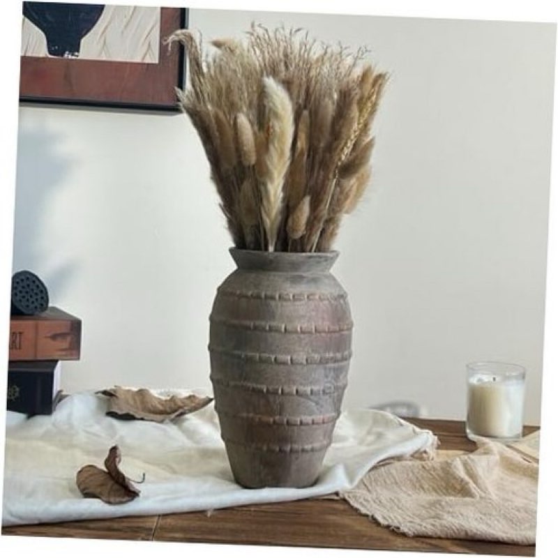 GDSZJLJ 9.29 Inch Ceramic Rustic Farmhouse Vase, Brown Flower Vases for Home Decor, Vintage Pottery 