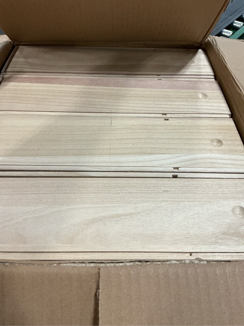 Condition photo showing Good Condition for suzile 12 pcs valentine wooden wine gift box set, single bottle holder with twine handle & raffia unfinished wood box for wedding mother day diy crafts, fits 750ml bottle, 13.8x3.9x3.9in (light brown) brown 12