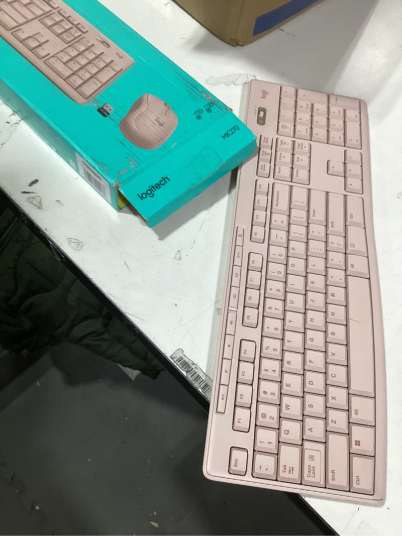 Condition photo showing Good Condition for Logitech MK270 Wireless Keyboard and Mouse Combo for Windows, 2.4 GHz, 8 Multimedia Keys, PC, Laptop, Wireless Keyboard Compact Mouse Combo - Rose Rose 1 Pack Combo incomplete no mouse